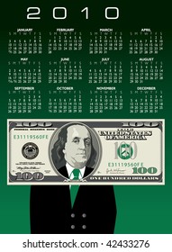 2010 one hundred dollar bill Calendar with Ben Franklin