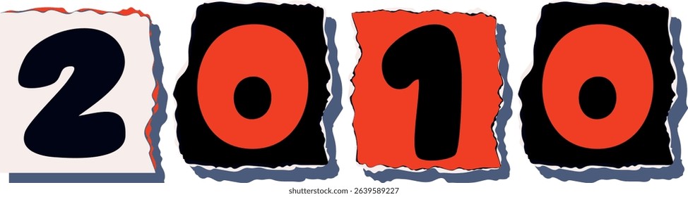 2010 Retro torn paper number Design art