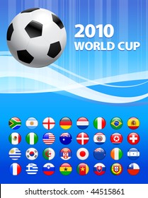 2010 Soccer World Cup with Flag Buttons Original Vector Illustration