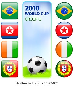 Ilustración vectorial original del Grupo G de la Copa del Mundo 2010