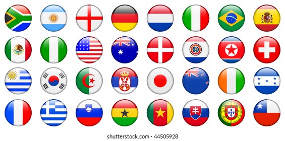 2010 World Cup Team Flag Internet Buttons Original Vector Illustration