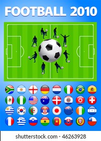 2010 World Soccer Football Match Original Vector Illustration