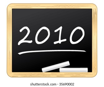 2010 written on a nice blackboard. Vector illustration.