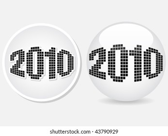 2010 year on white button