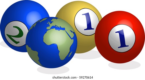 2011 balls and world in 3d illustration vector