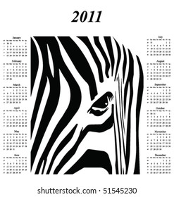 2011 calendar with an abstract zebra design