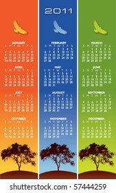 2011 calendar with birds and space for text