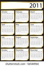 A 2011 calendar created with gold stickers. Space for text of Company name. EPS10 vector.