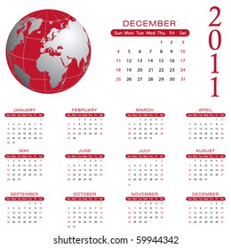 2011 Calendar - December - eps10
