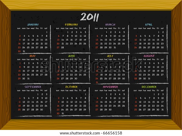 11 Calendar English Monthsdays Weeks Start Stock Vector Royalty Free