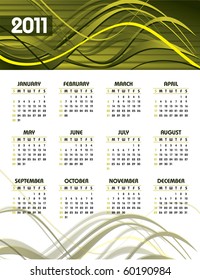 2011 Calendar. eps10. Illustration.