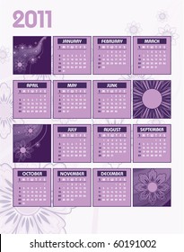 2011 Calendar. eps10. Illustration.
