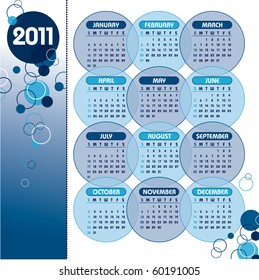 2011 Calendar. eps10. Illustration.