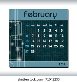 2011 Calendar. February.