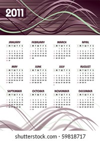 2011 Calendar. Illustration in eps10 format.