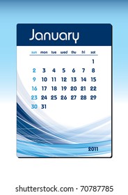 2011 Calendar. January.