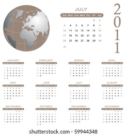2011 Calendar - July - eps10
