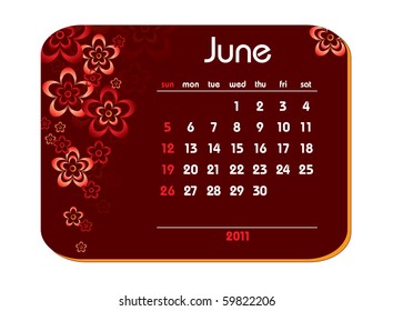 2011 Calendar. June.