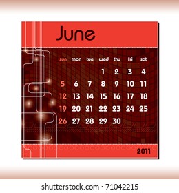 2011 Calendar. June.
