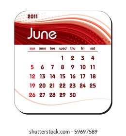 2011 Calendar. June. eps10.