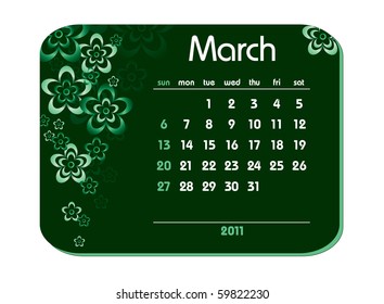 2011 Calendar. March.