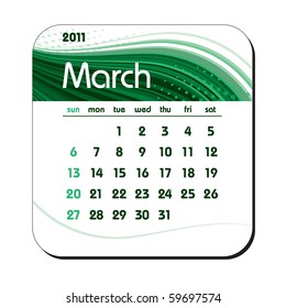 2011 Calendar. March. eps10.