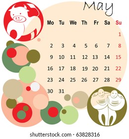 2011 calendar may with zodiac signs