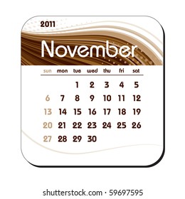 2011 Calendar. November. eps10.