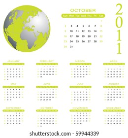 2011 Calendar - October - eps10