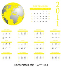 2011 Calendar - September - eps10