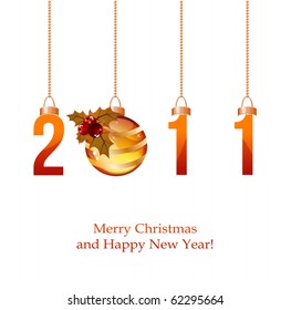 2011 card with Christmas balls