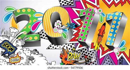 2011 in a Colorful Comic Book Style