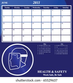 2011 Health and Safety calendar for the month of June