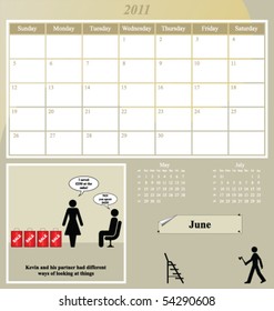 2011 Kevin series calendar for the month of June