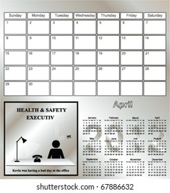 2011 Kevin series calendar for the month of April