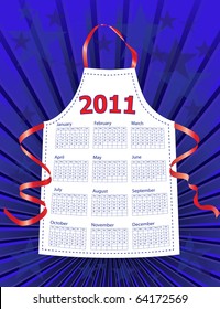 A 2011 kitchen calendar with Stars & Stripes theme. EPS10 vector format.