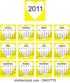 2011 love heart calendar