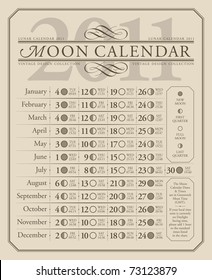 2011 lunar calendar (GMT), vector