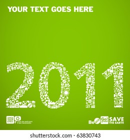 2011 made from little ecology symbols - sustainable development concept