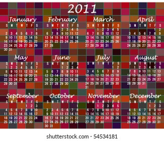 2011 Multi-Colored Calendar