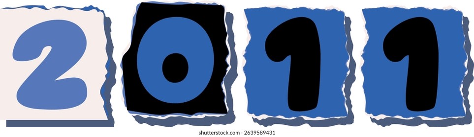 2011 Retro torn paper number Design art