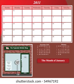 2011 Shop series calendar for the month of January