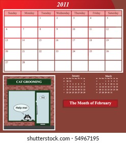2011 Shop series calendar for the month of February