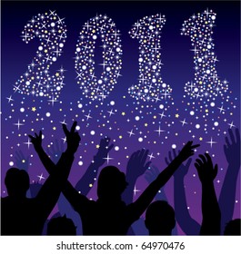 2011 vector background with silhouettes of people