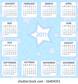 2011 vector calendar