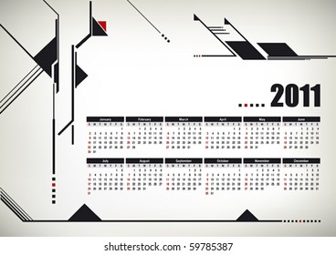 2011 vector calendar on abstract techno background