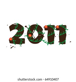 2011 word decorated with flora and jungle look
