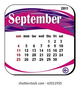 2011 year calendar in vector. September