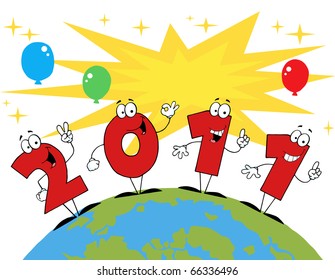 2011 Year Cartoon Character Numbers In The Earth