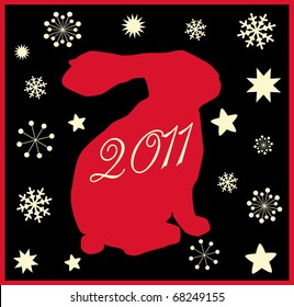 2011 Year of the Rabbit with Snowflakes